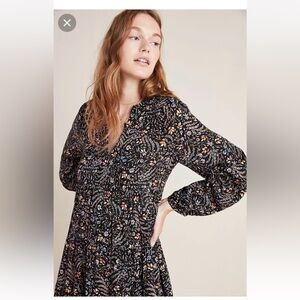 Maeve by Anthropologie Long Sleeve Floral Dress Size M